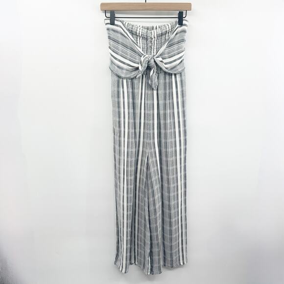 L*Space Riri Wide Leg Jumpsuit Romper in Gray White Stripe Size Medium - Picture 3 of 12